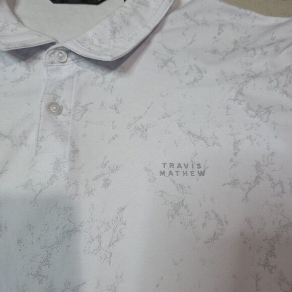 Travis Mathew Warmer Tides Scoop Polo Shirt Mens Size XXXLARGE  White Golf Polo - Picture 4 of 8